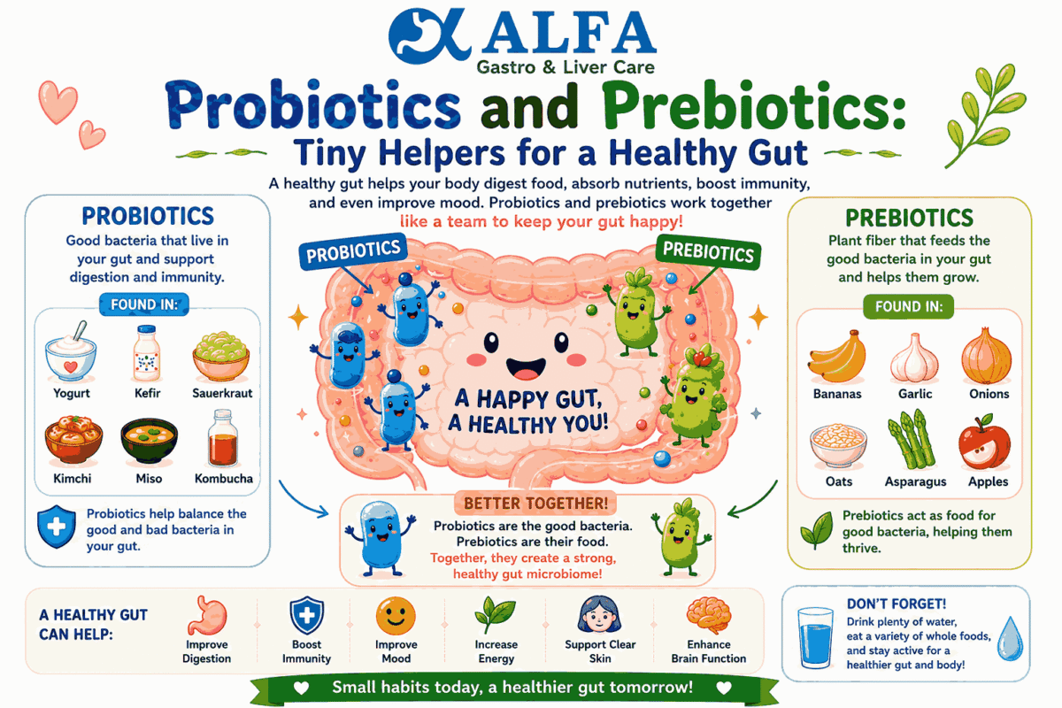 Probiotics and Prebiotics: Tiny Helpers for a Healthy Gut By Dr. Vatsal Mehta, MD, DNB (Gastroenterologist)